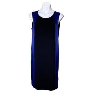 DKNY Colorblock Optical Illusion Shift Dress, Black and Blue Women's Size 10